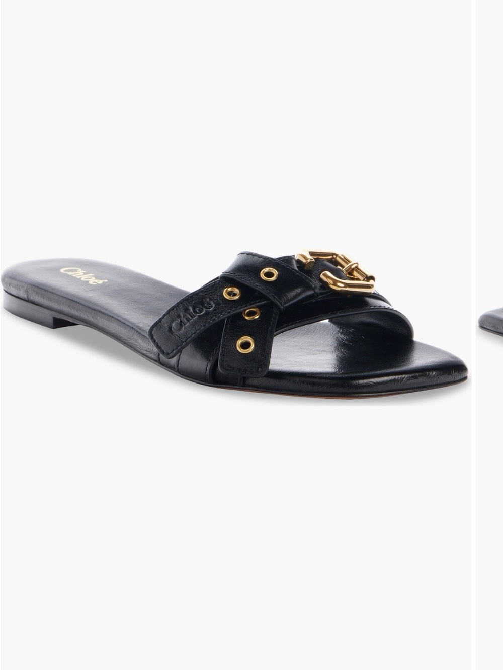 Chloe Mae Slide Sandals with Gold Hardware size 38